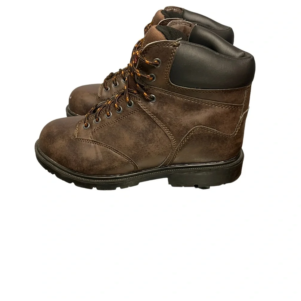 Brahma Men’s Work Ankle Boots Sz 9 Brown Lace Up Round up